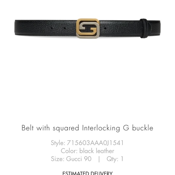 Gucci Black Leather Belt with Gold Buckle - Picture 1 of 6